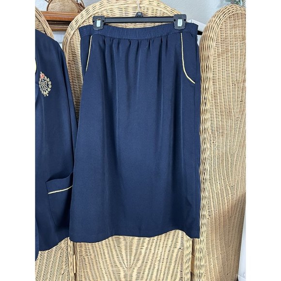 Vintage skirt suit nautical Brenda Goode navy crest patch small - Picture 12 of 15